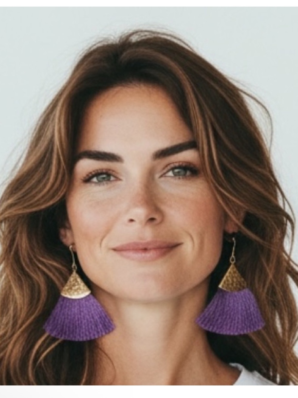 Clover Purple Tassel Drop Earrings